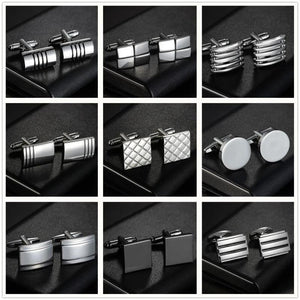High Grid Stripes Rectangle Round Shirt Cufflinks Wedding Business Jewelry
