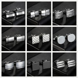 High Grid Stripes Rectangle Round Shirt Cufflinks Wedding Business Jewelry