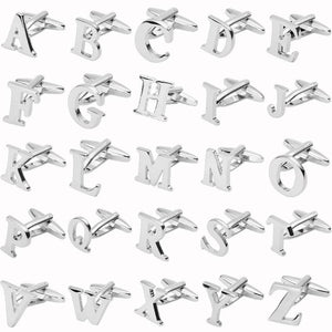 High A-Z Letter Cufflinks For Wedding Birthday Groomsmen Stainless Steel