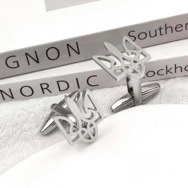 Personalized Custom Ukraine Tryzub Stainless Steel Cufflinks