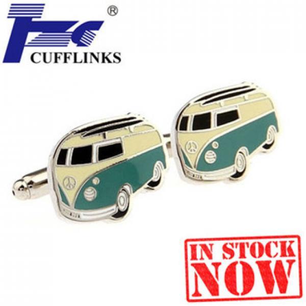 Beige Green Bus Cufflink Cuff Link 2 Pairs