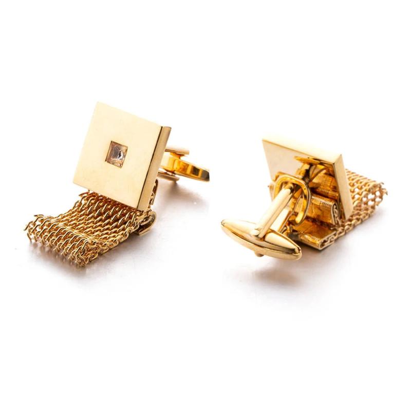 Square Zircon Chain Cufflinks High Silver Buttons Wedding Gift