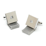 Square Zircon Chain Cufflinks High Silver Buttons Wedding Gift