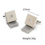 Square Zircon Chain Cufflinks High Silver Buttons Wedding Gift
