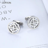 Silver Crusaders Cufflinks Lepton Stainless Steel Round Cufflink