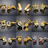 Geometric Cube Crown Cufflinks for Men
