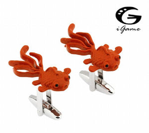 Goldfish Cufflinks Orange Brass Fish Gift For Men Cuff Links