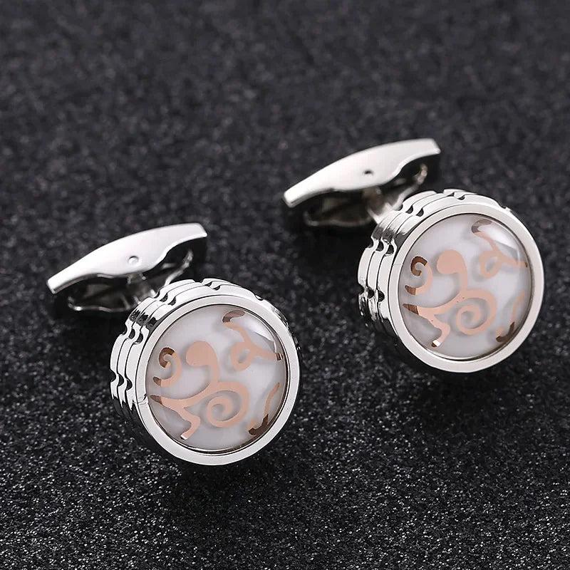 Plaid Floral Metal Cufflinks for Men and Women