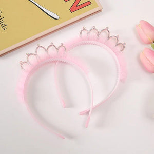 2pcs Pink Lace Headband Princess Crown Girls Hair Accessories