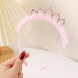 2pcs Pink Lace Headband Princess Crown Girls Hair Accessories