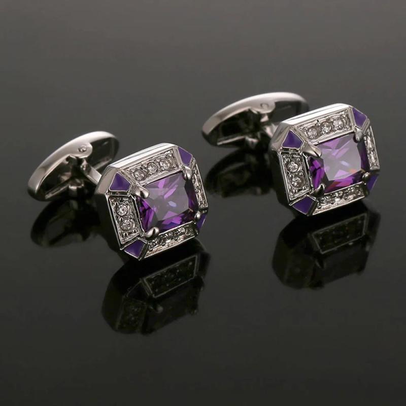 Romantic Amethyst Cufflinks for Men Women