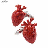 Red Enamel Heart Shirt Cufflinks for Men Novelty Halloween Jewelry
