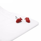 Red Enamel Heart Shirt Cufflinks for Men Novelty Halloween Jewelry