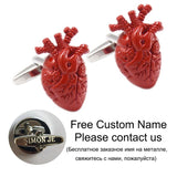 Red Enamel Heart Shirt Cufflinks for Men Novelty Halloween Jewelry