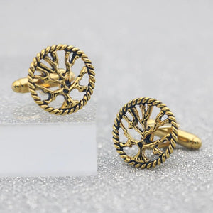 Golden Tree of Life Cufflinks - Mens Shirt Jewelry Gift