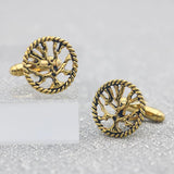 Golden Tree of Life Cufflinks - Mens Shirt Jewelry Gift
