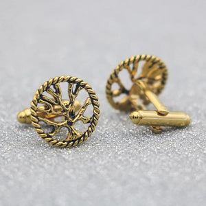 Golden Tree of Life Cufflinks - Mens Shirt Jewelry Gift