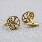 Golden Tree of Life Cufflinks - Mens Shirt Jewelry Gift