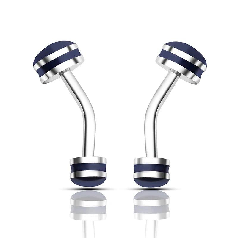 Classic Dumbbell Copper Cufflinks Round Silver French Men's Suit Shirt Brass Cuf