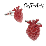 Heart Shape Red CuffLinks Wedding Jewelry for Men