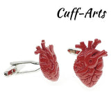Heart Shape Red CuffLinks Wedding Jewelry for Men