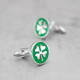 Four Leaf Clover Cufflinks Lucky Gift for Men Accessory