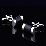 Men's Silver Metal Stone Rectangle Cufflinks Father Gift