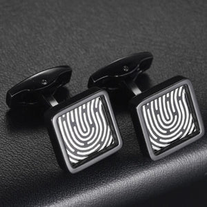 Fingerprint Pattern Men's Shirt Cufflinks Square Shape Suit Accessories