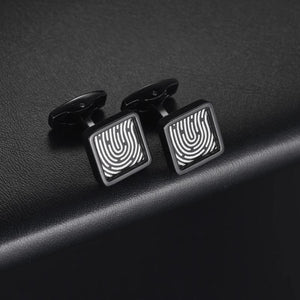 Fingerprint Pattern Men's Shirt Cufflinks Square Shape Suit Accessories