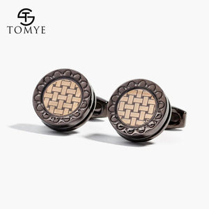 Mens High Round Woven Cufflinks