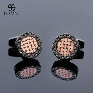 Mens High Round Woven Cufflinks