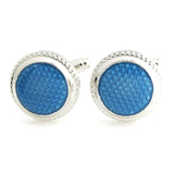 Round Transparent Enamel Cufflink in Purple,Black,Blue,Red