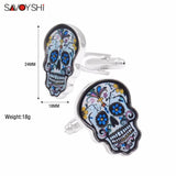 Colorful Skull Cufflinks for Men Enamel Jewelry