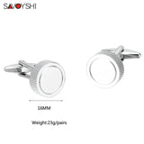 Custom Name Round Silver Cufflinks for Mens Shirt