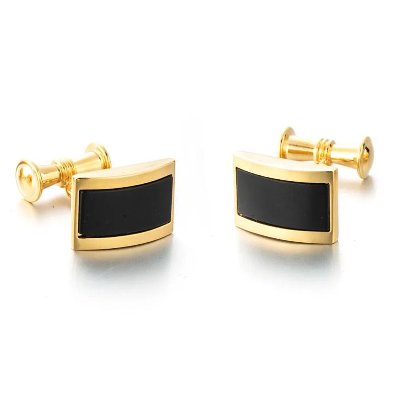 Gold-color Cufflinks Chain Stone Cuff links Men Jewelry