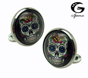 iGame Of The Dead Skull Cufflinks Novelty Sugar Skull