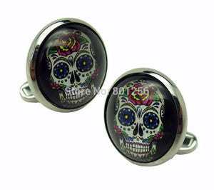 iGame Of The Dead Skull Cufflinks Novelty Sugar Skull