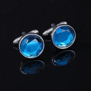 Green & Purple Glass Stone Men's Cufflinks Round Texture Botoes Party Gift