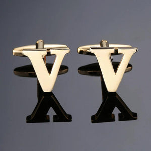 Brass English Golden V Cufflinks Men's French Shirt Cufflinks