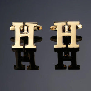 High-quality Brass English Golden H Cufflinks Men's French shirt Cufflinks