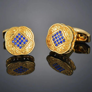 Copper Flower Cufflinks Set for Men Wedding