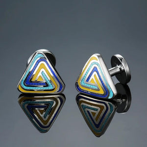 DY Brass Triangle Enamel Cufflinks Men's French Shirt Cufflinks