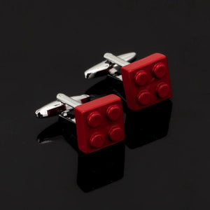 Toy Building Block Cufflinks Jewelry Novelty Bricks Mens Gift