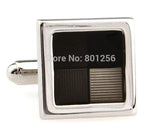 Enamel Square Metal Button Copper Cufflinks