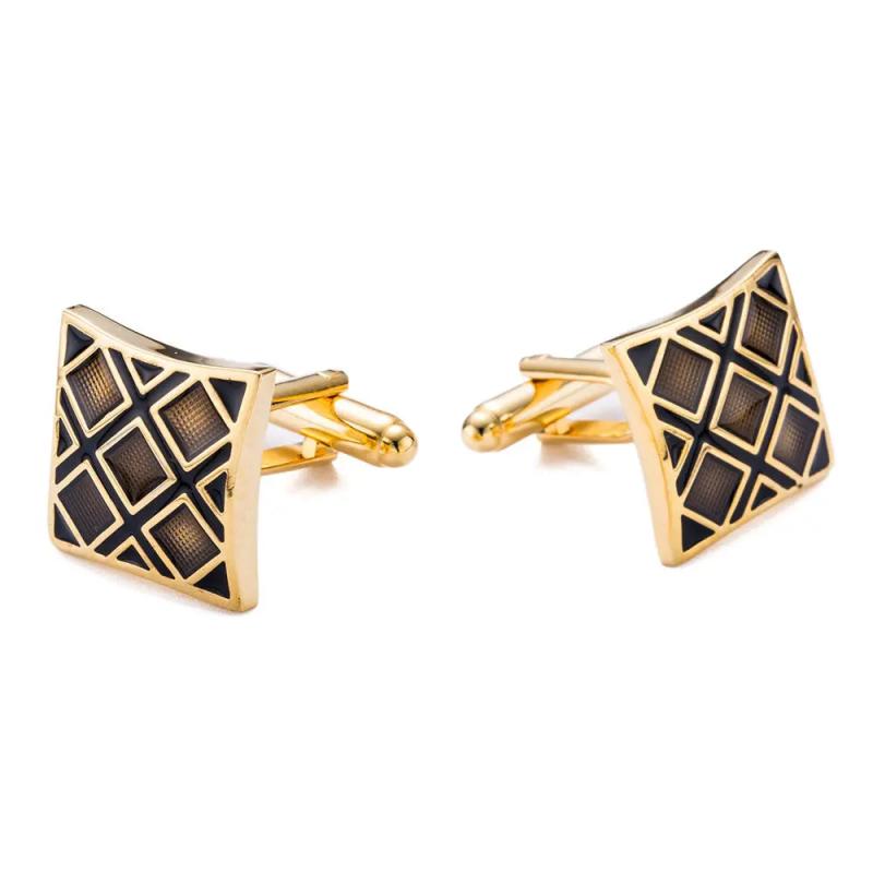 Stylish Check Cufflinks Gemelos Wedding Suit Shirt Buttons 10128