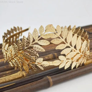 Baroque Golden Metal Leaf Headband Crown Headdress Greek Hair Jewelry