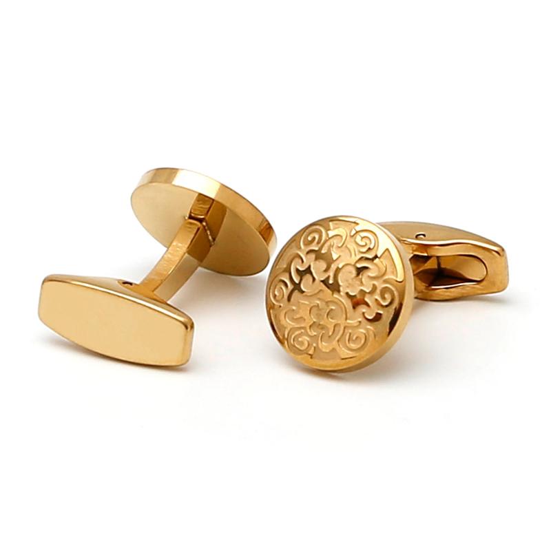 Men's Stainless Steel Golden Pattern Cufflinks XK23044