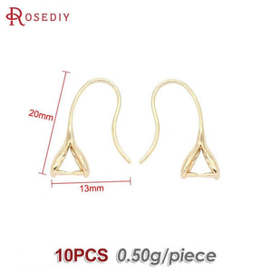 10PCS 18K DIY Clip Earrings Hooks Brass Clasps Jewelry Making Accessories