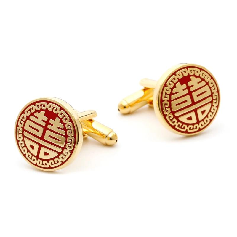 Unisex Double Happiness Copper Cufflinks XK22S071