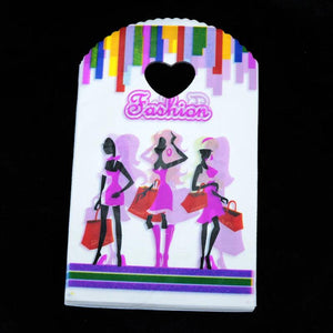50pcs Girls Print Plastic Bag 13x21cm Small Jewelry Boutique Candy Packaging Bag